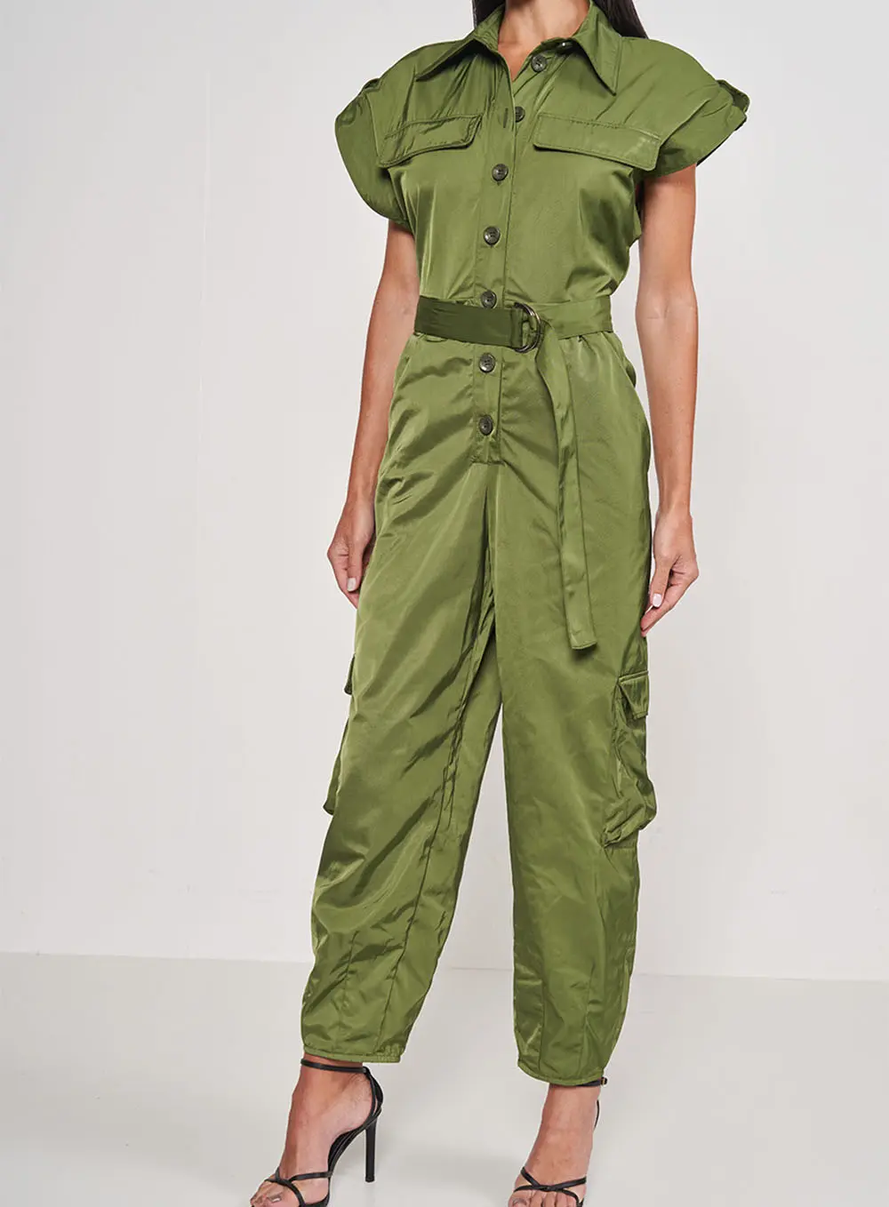 Macacão De Nylon Alfaiataria Verde Livas