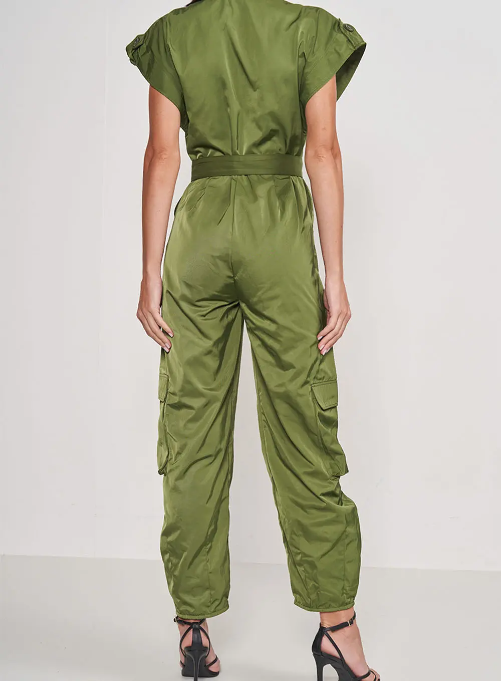 Macacão De Nylon Alfaiataria Verde Livas