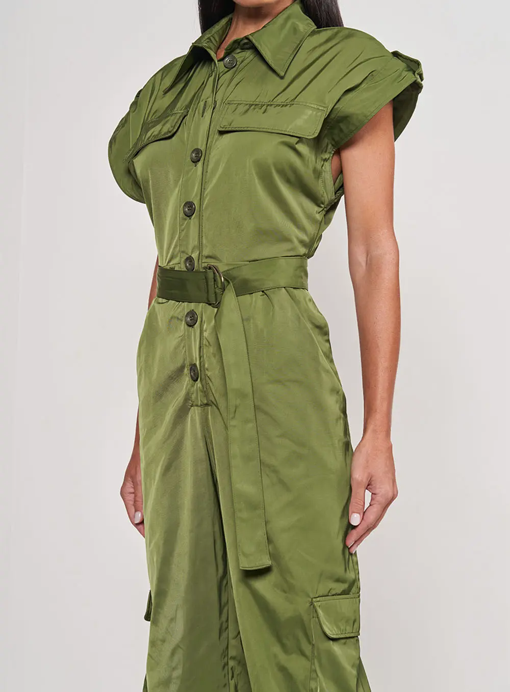 Macacão De Nylon Alfaiataria Verde Livas
