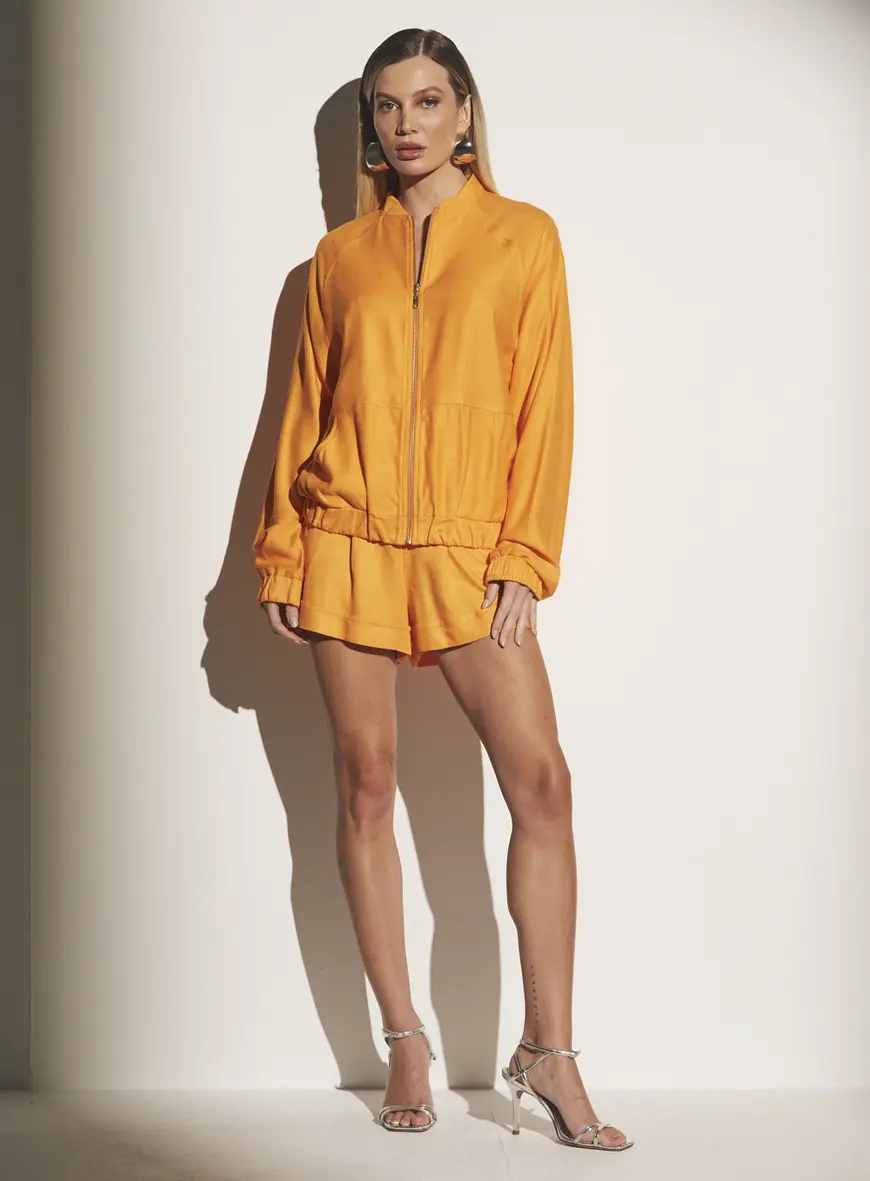 Short Alfaiataria Com Bolsos Laranja 4