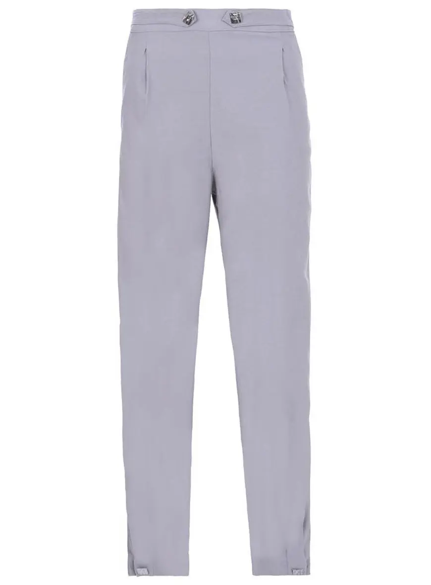 Calça Alfaiataria Cós Martingale Cinza 1