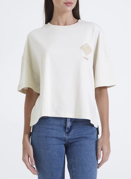 Camiseta Fluída Com Estampa Lateral