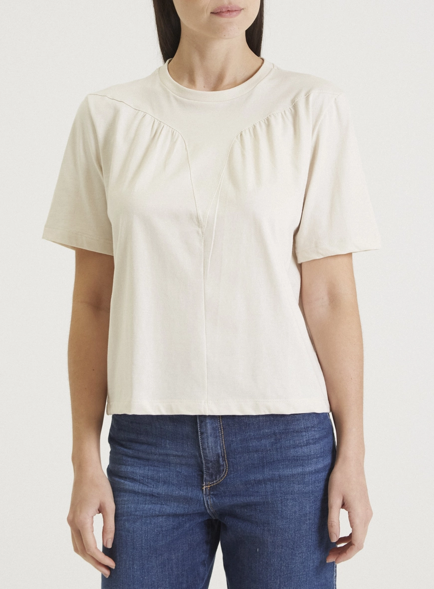 Camiseta Fashion Manga Curta Bege