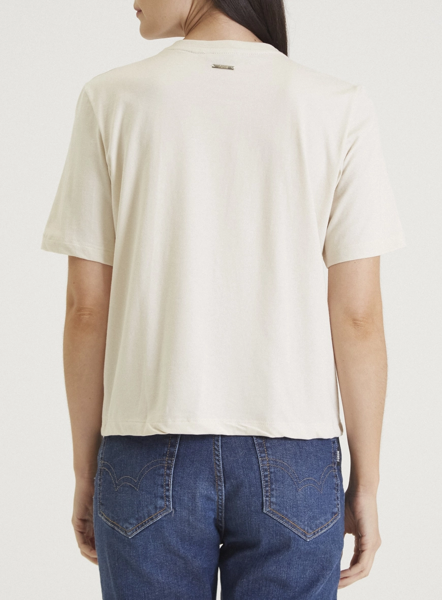 Camiseta Fashion Manga Curta Bege