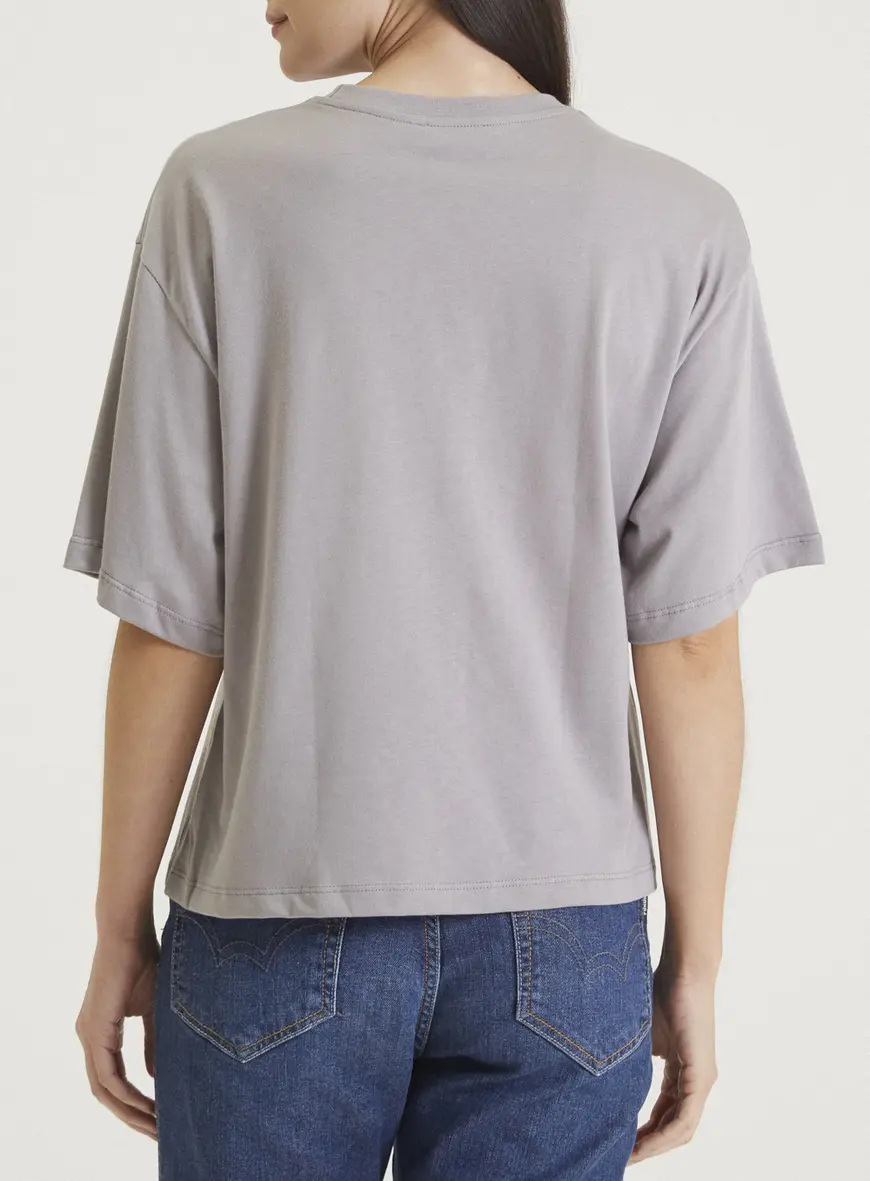 Camiseta Fashion Com Estampa Cinza Níquel
