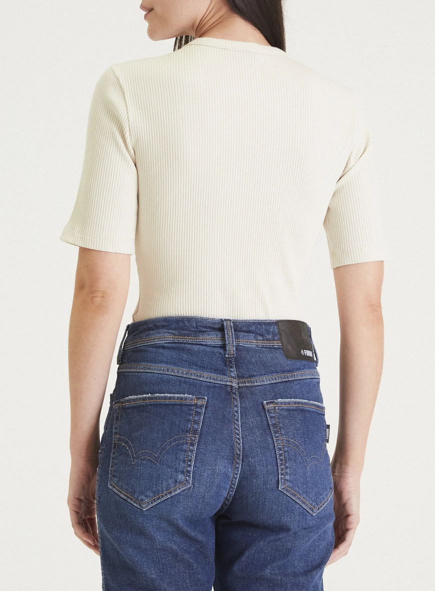 Blusa Canelada Basic Bege
