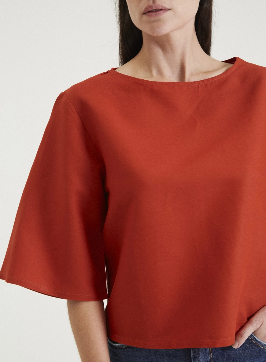 Blusa Linho Ampla Laranja