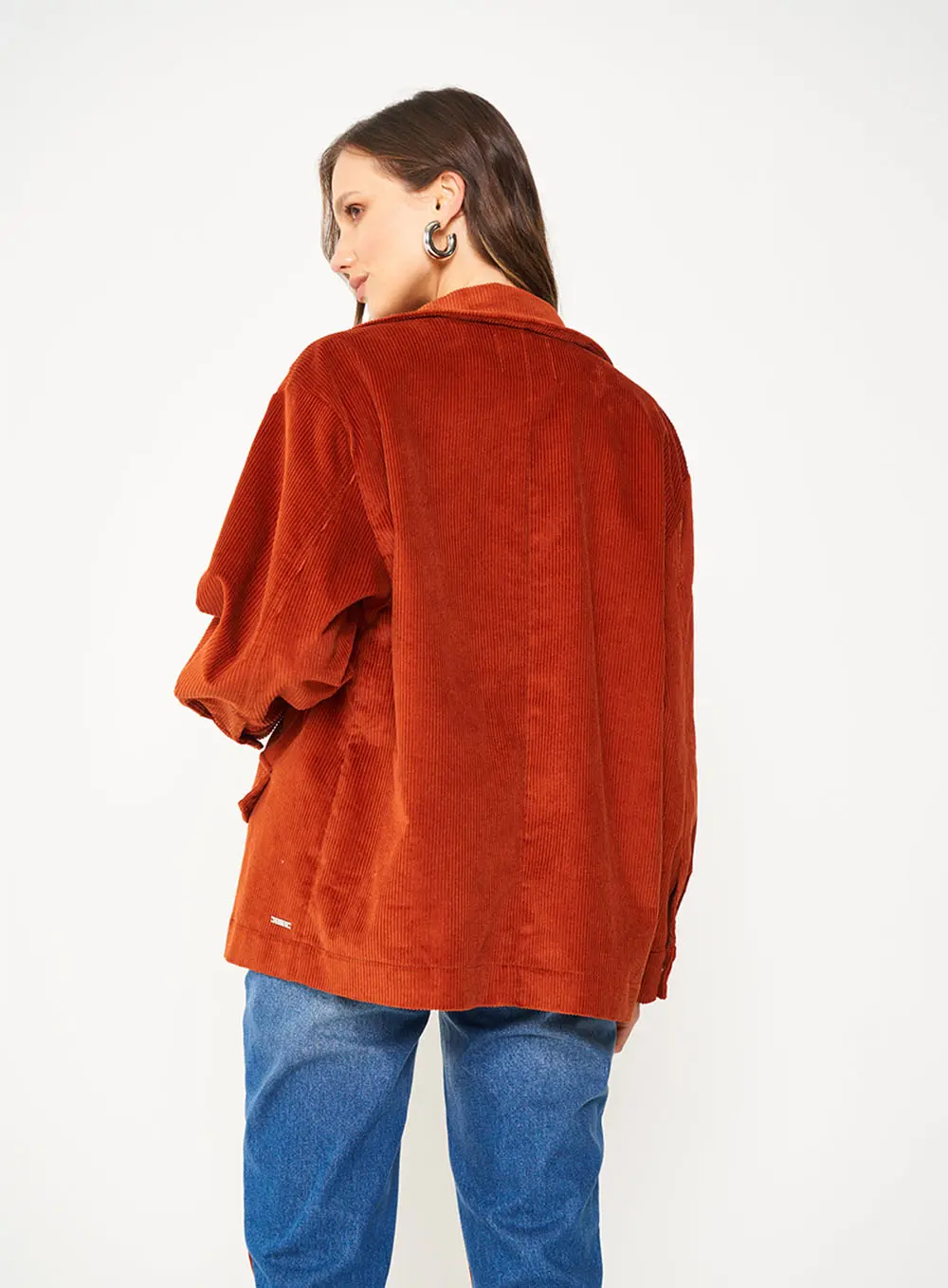 Jaqueta Loose De Veludo Marrom
