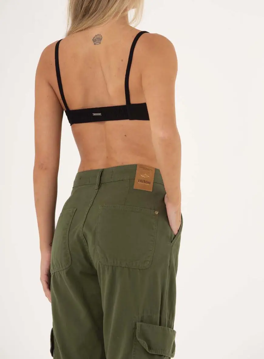 Calça Sarja Com Bolsos Carol Verde Livas 3