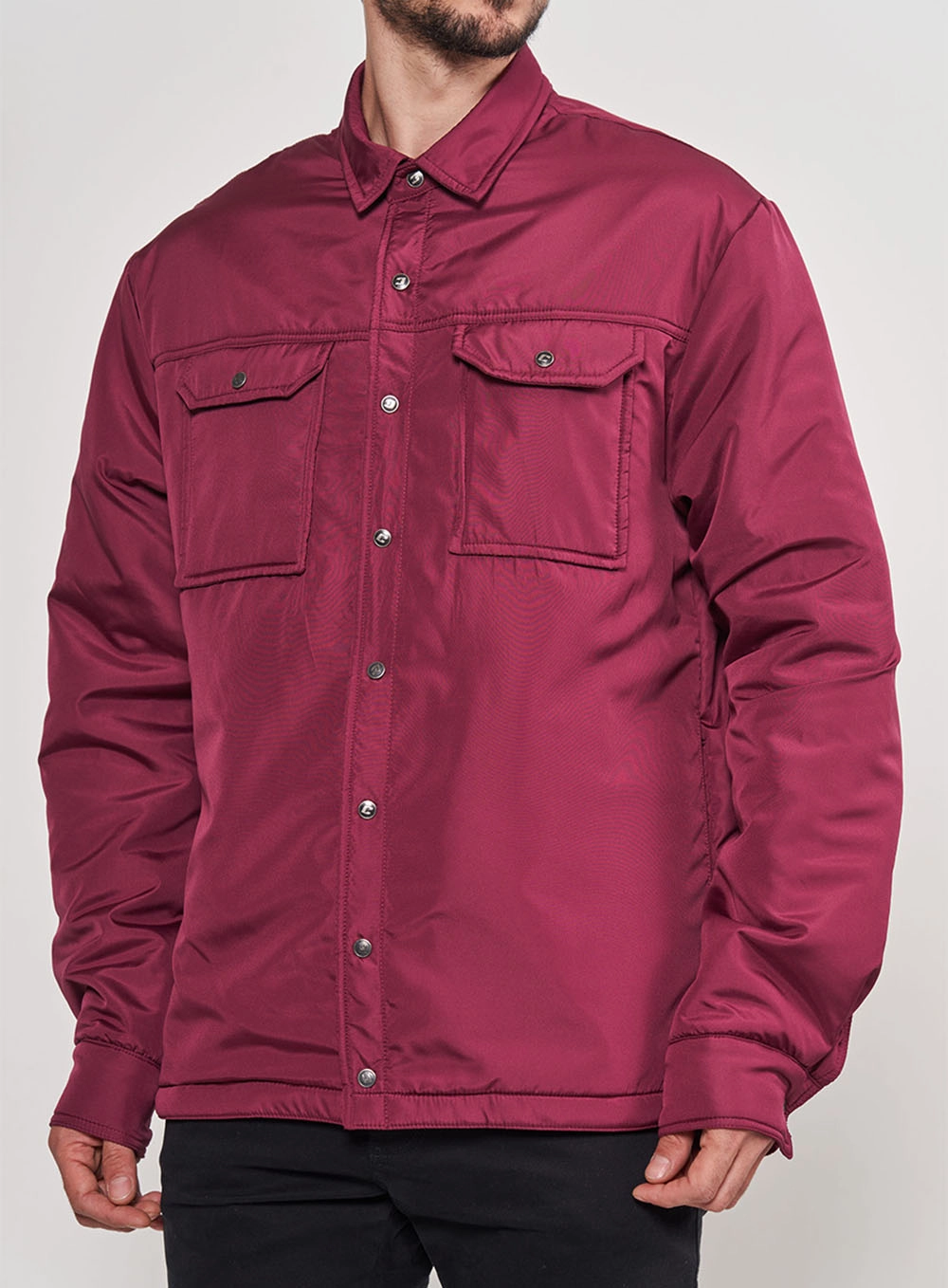 Jaqueta Overshirt De Nylon Bordo