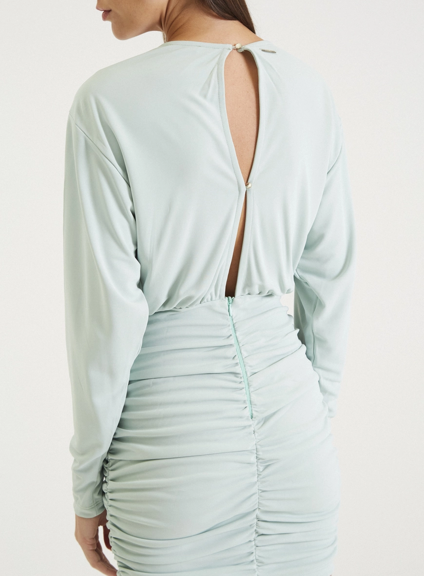 Vestido Fashion Franzido Azul