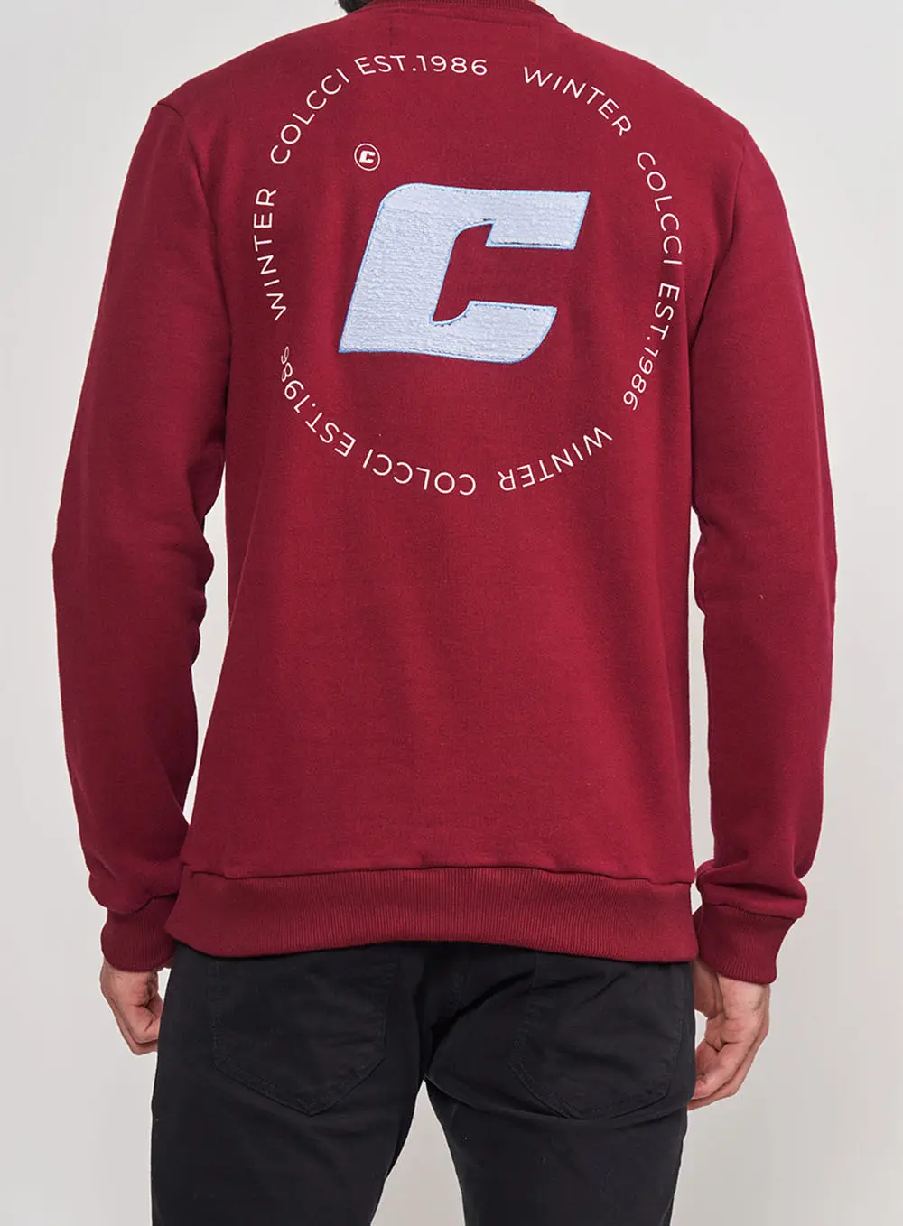 Blusão Moletom Estampado E Bordado Bordo