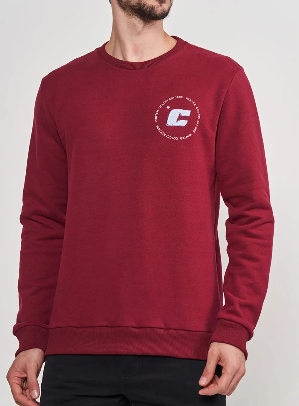 Blusão Moletom Estampado E Bordado Bordo