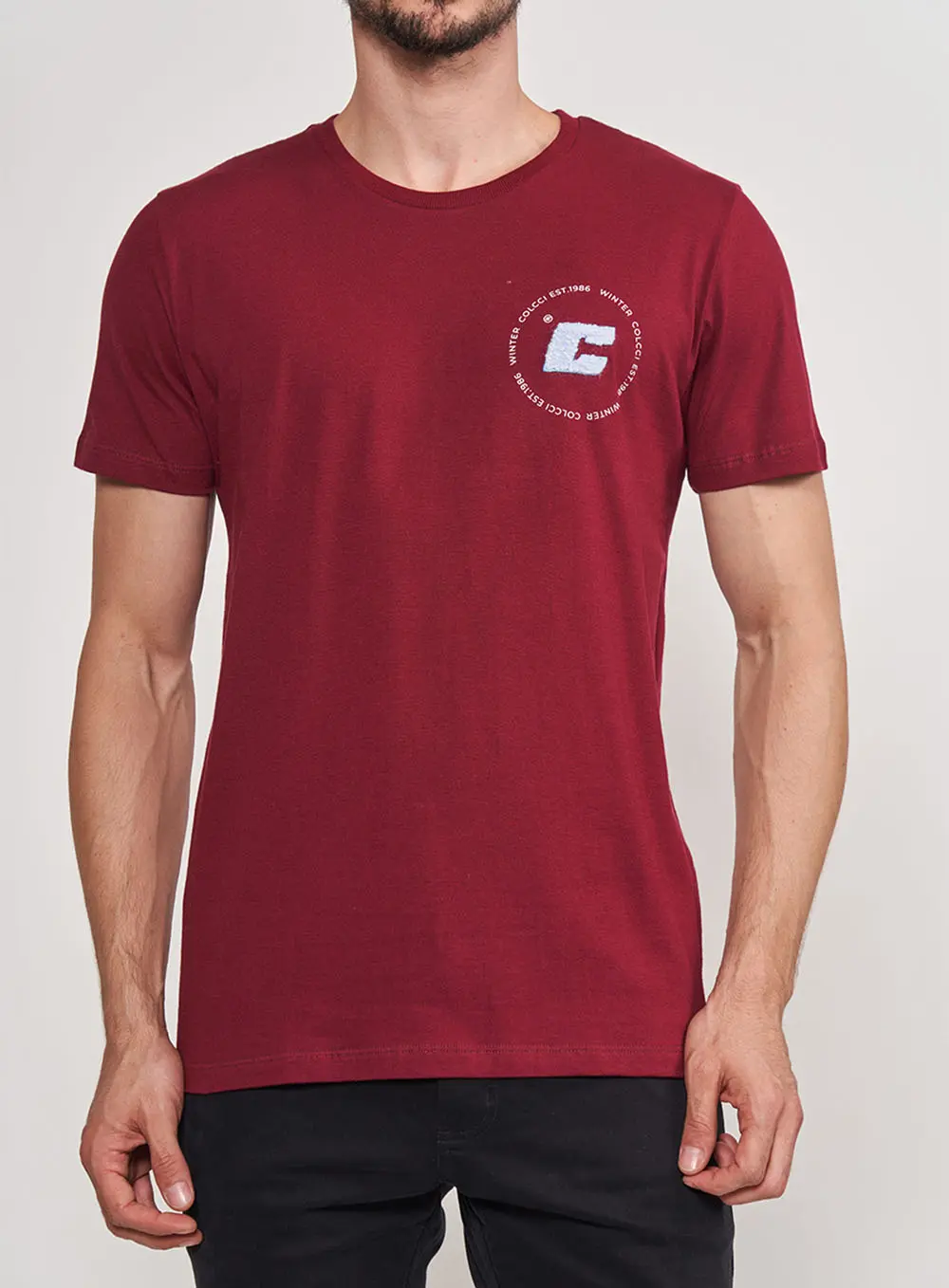 Camiseta Bordada E Estampada Bordo Bordo