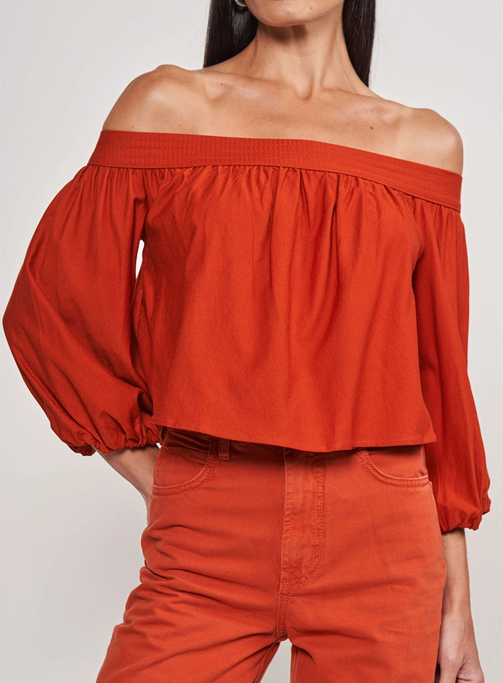 Blusa Ombro A Ombro Laranja Laranja