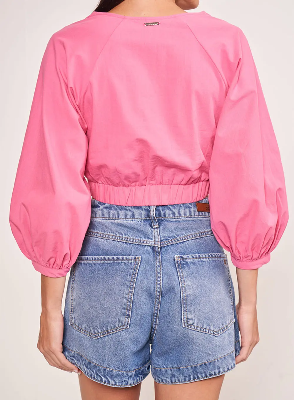 Blusa Decote V Com Amarração Rosa Hiller