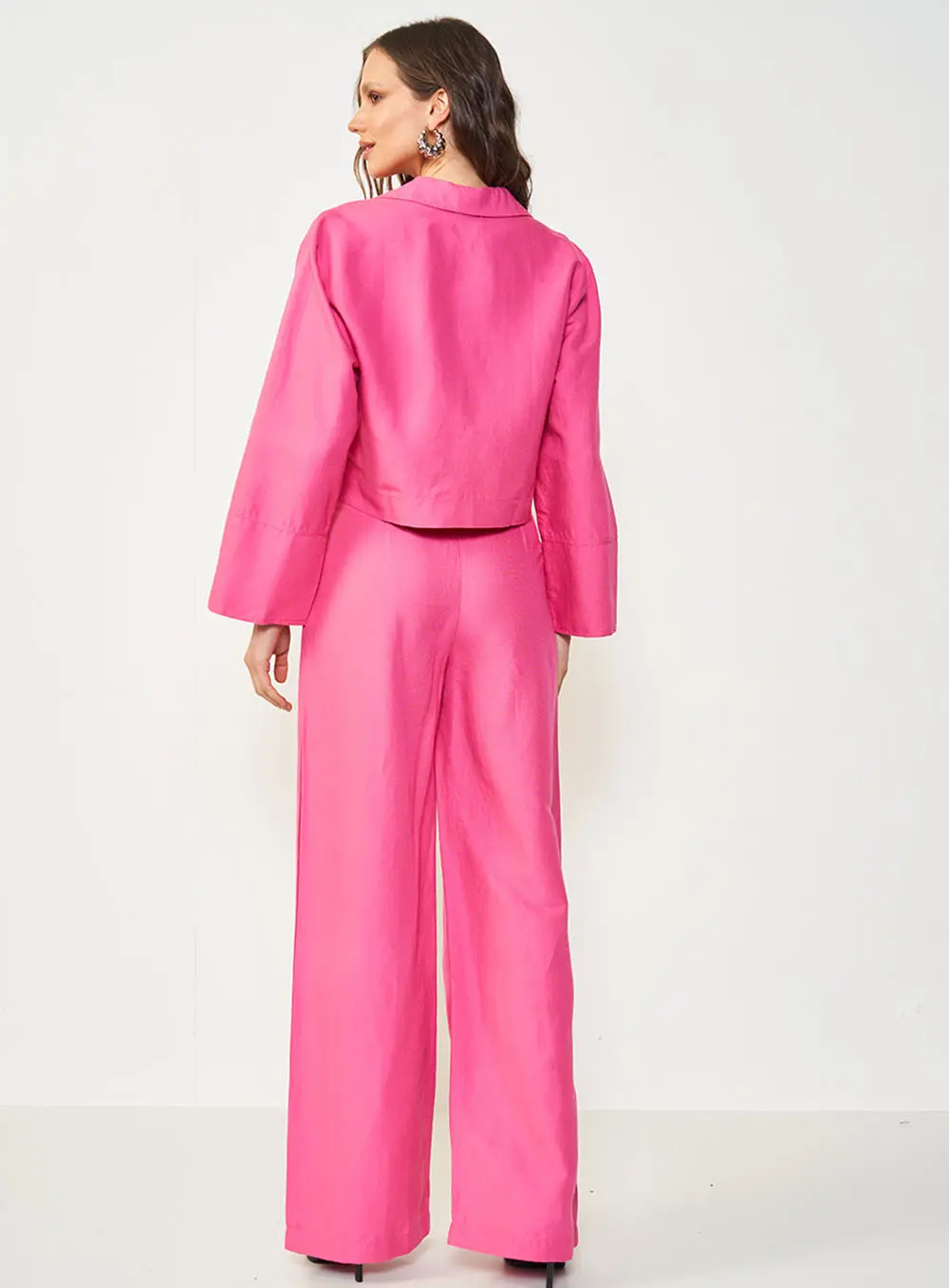 Blusa Alfaiataria Com Linho Rosa Hiller
