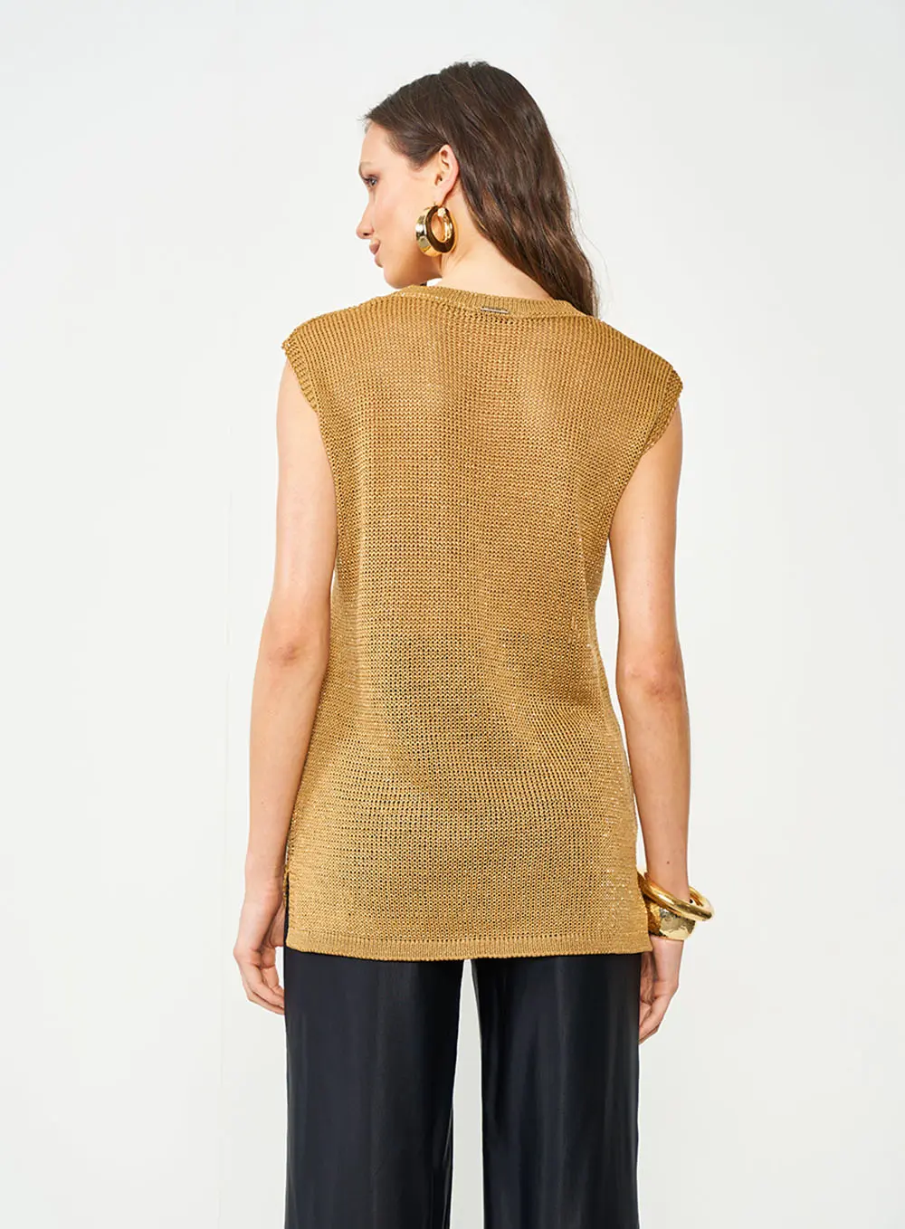 Blusa Tricô Com Brilho Marrom Delle