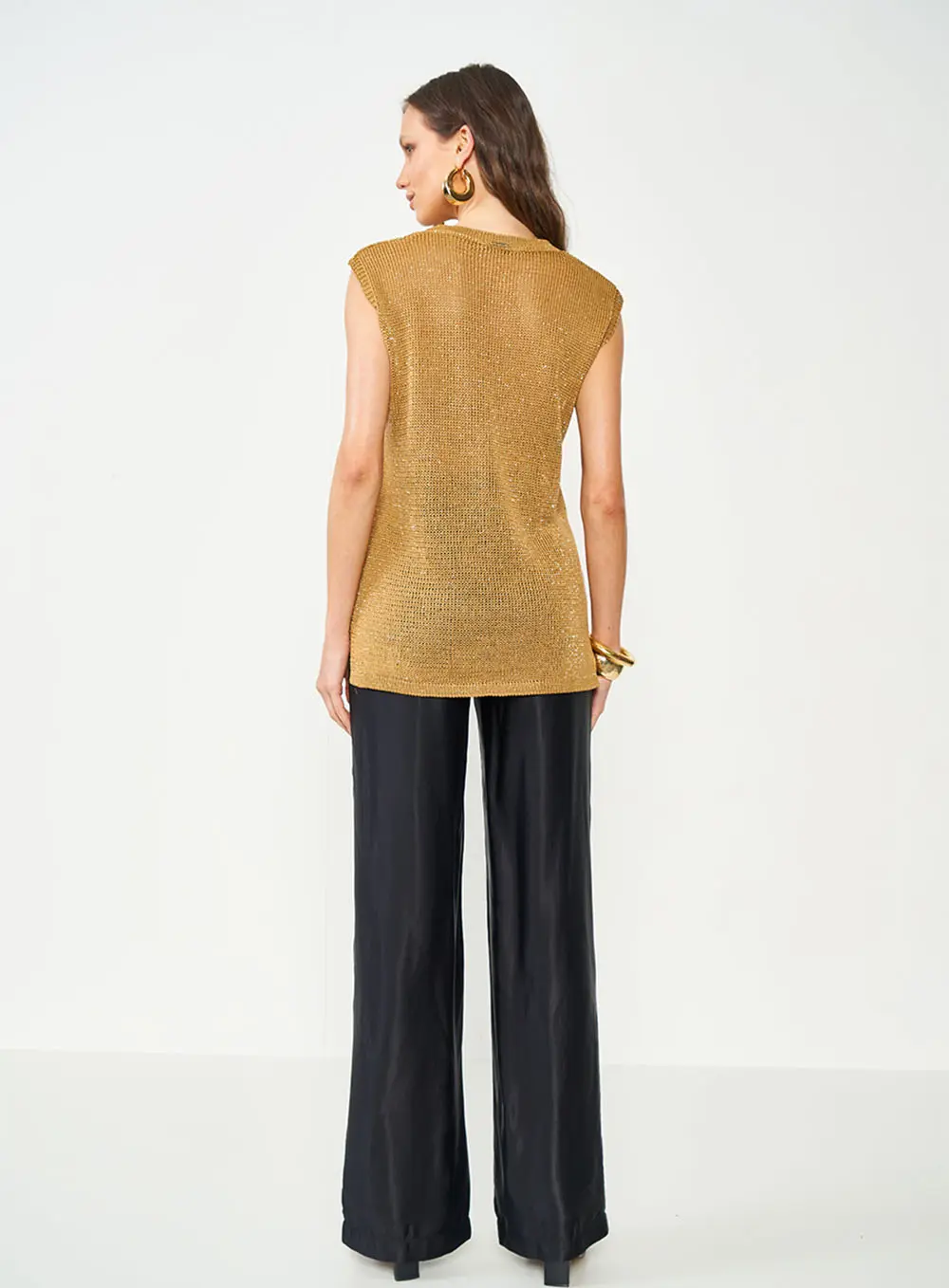 Blusa Tricô Com Brilho Marrom Delle