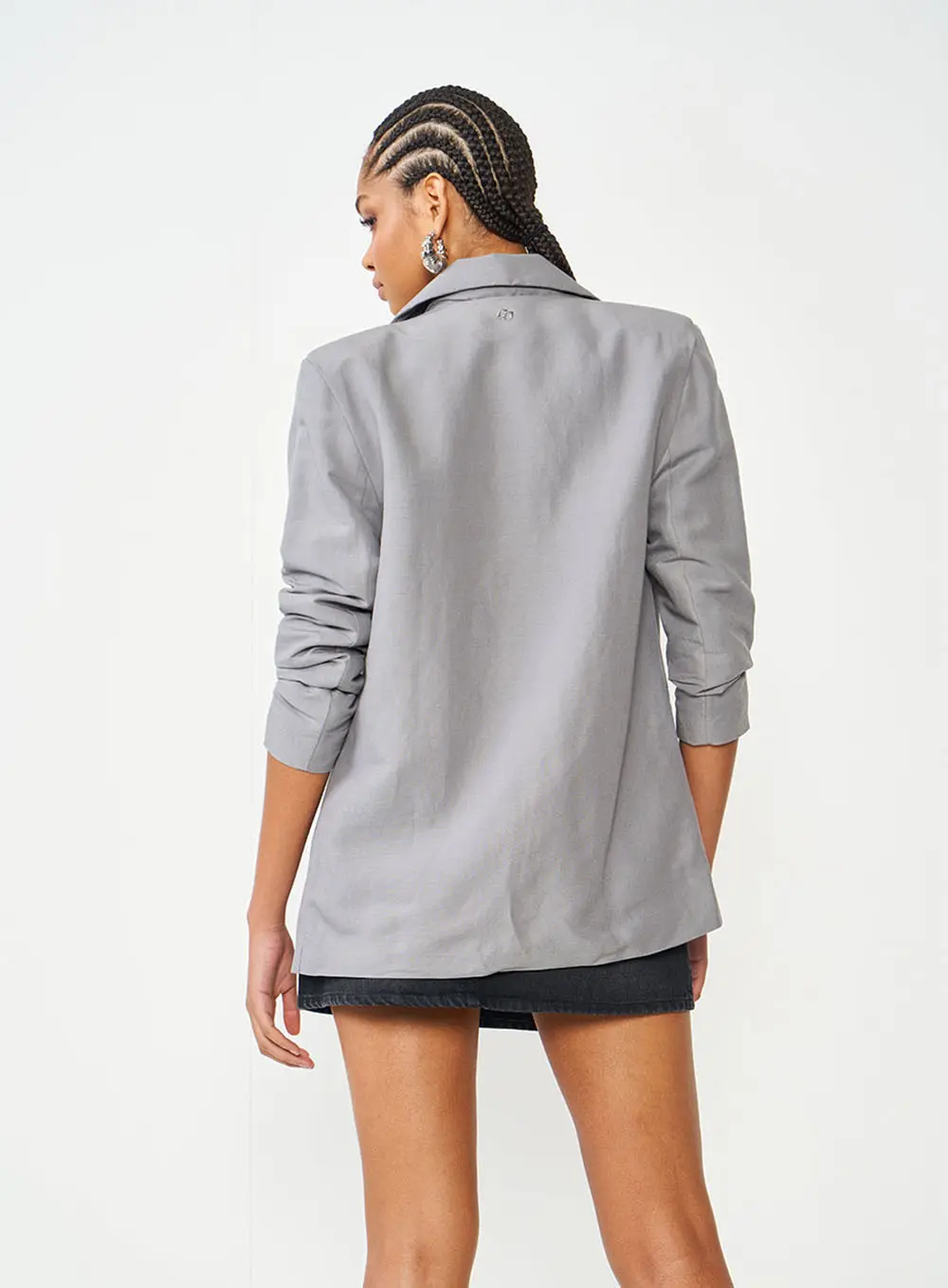 Blazer Alfaiataria Loose Cinza Cinza