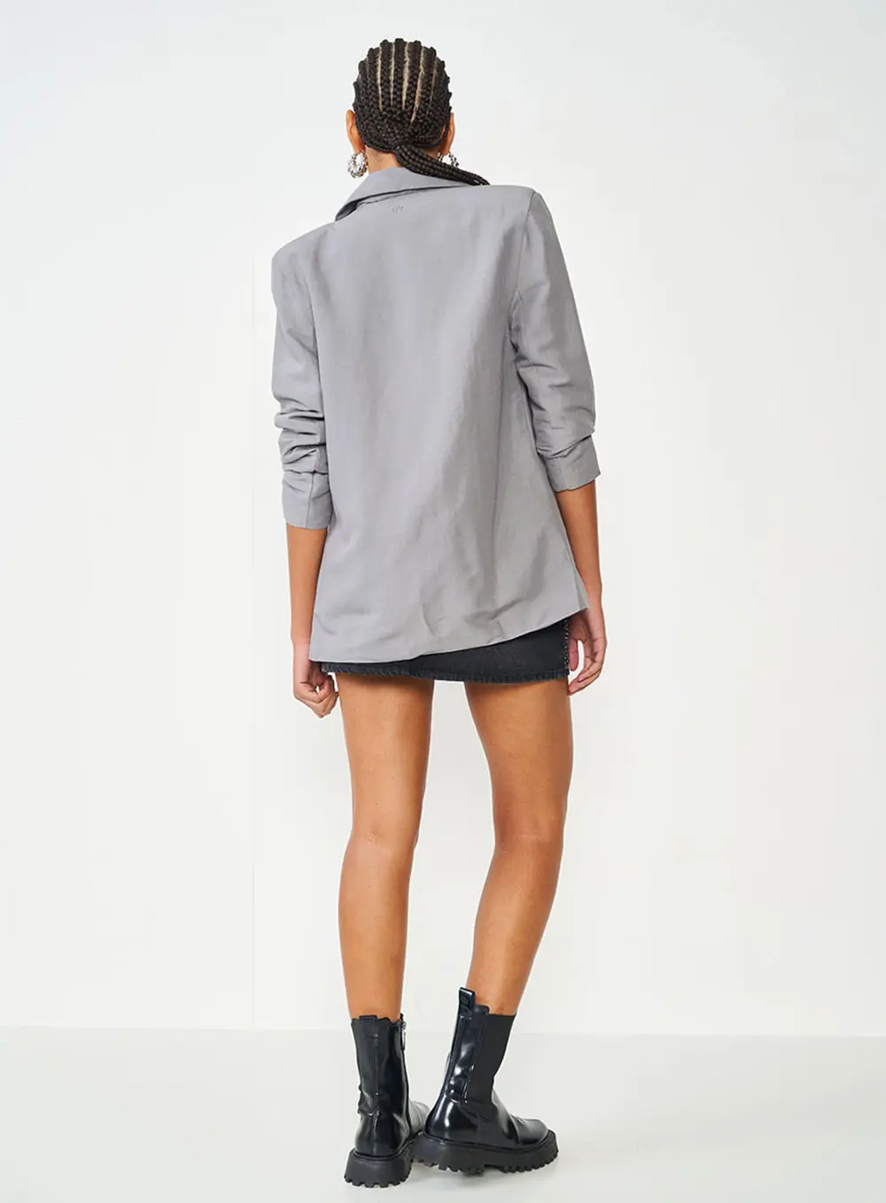 Blazer Alfaiataria Loose Cinza Cinza