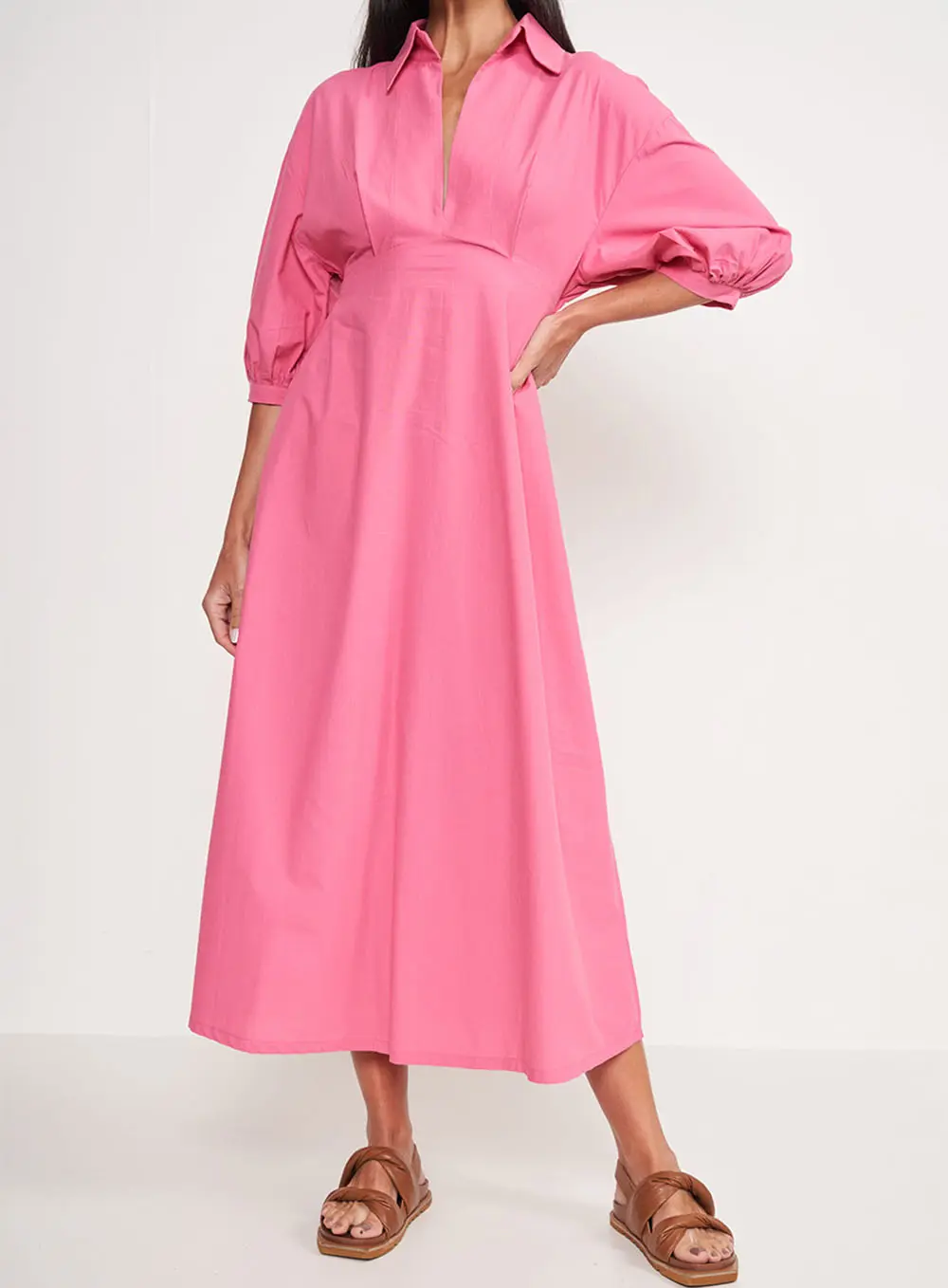 Vestido Comfort Com Gola Rosa Hiller