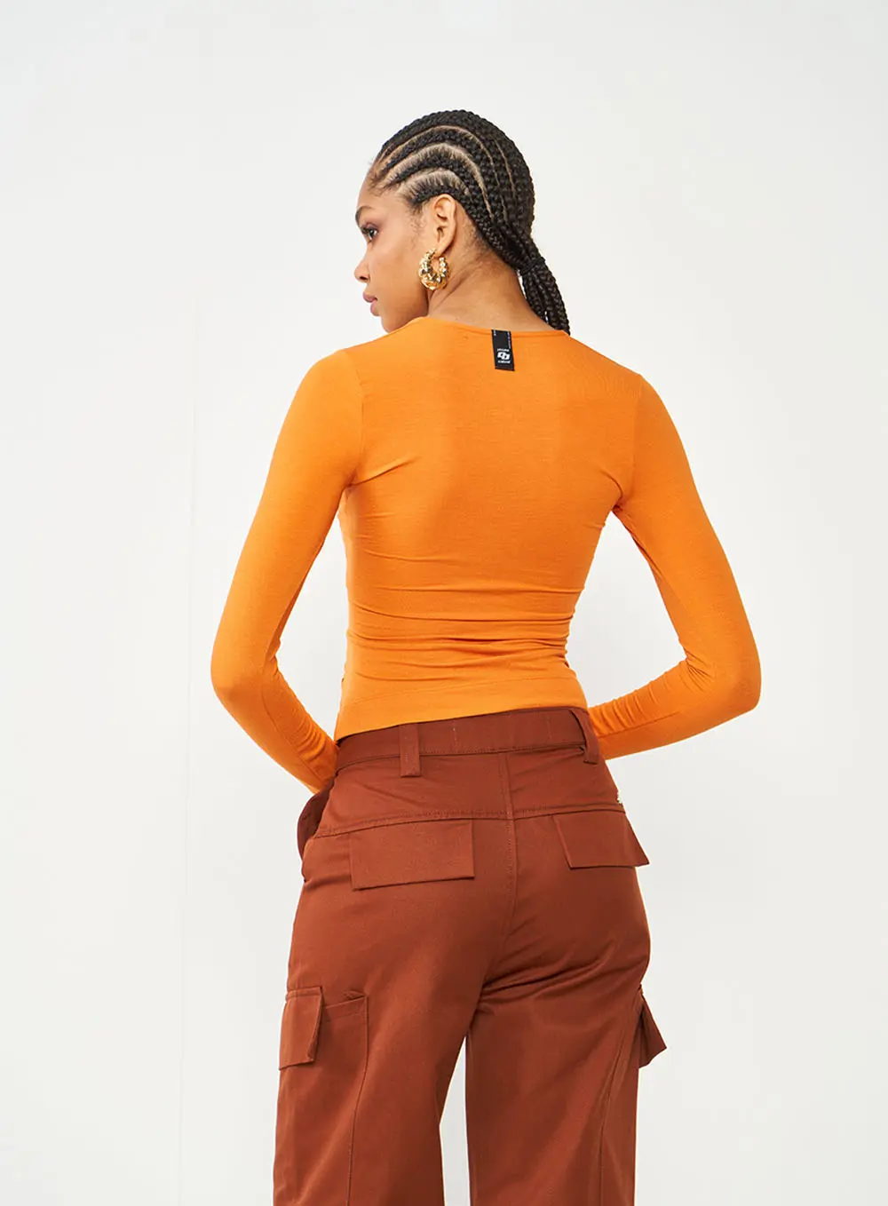 Blusa Slim Com Torção Laranja