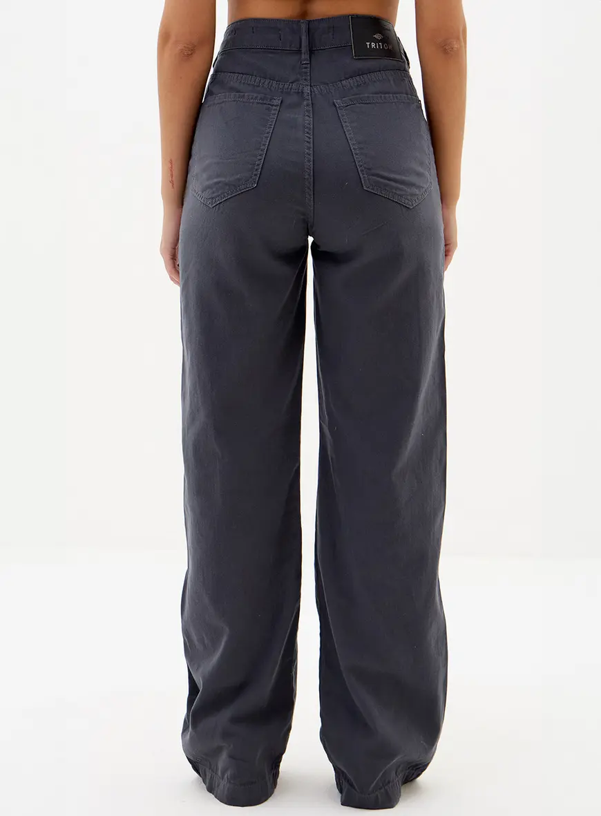 Calça Sarja Pantalona Loren Com Bolsos Sobrepostos CINZA 2