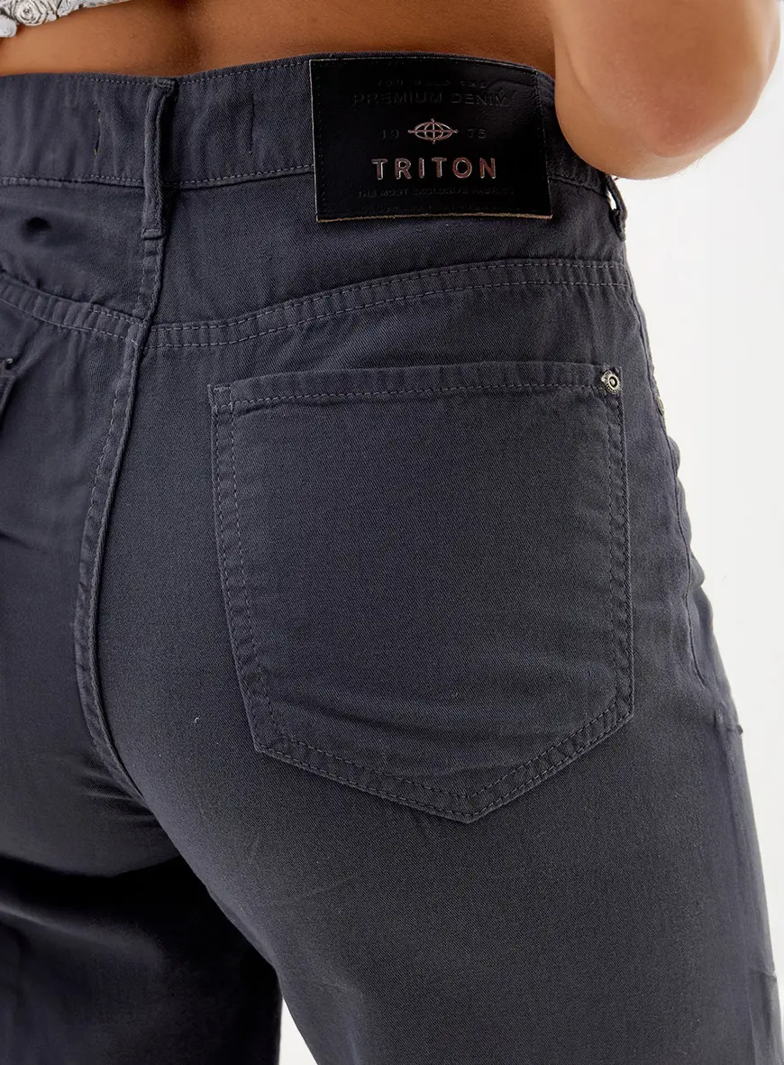 Calça Sarja Pantalona Loren Com Bolsos Sobrepostos CINZA 4