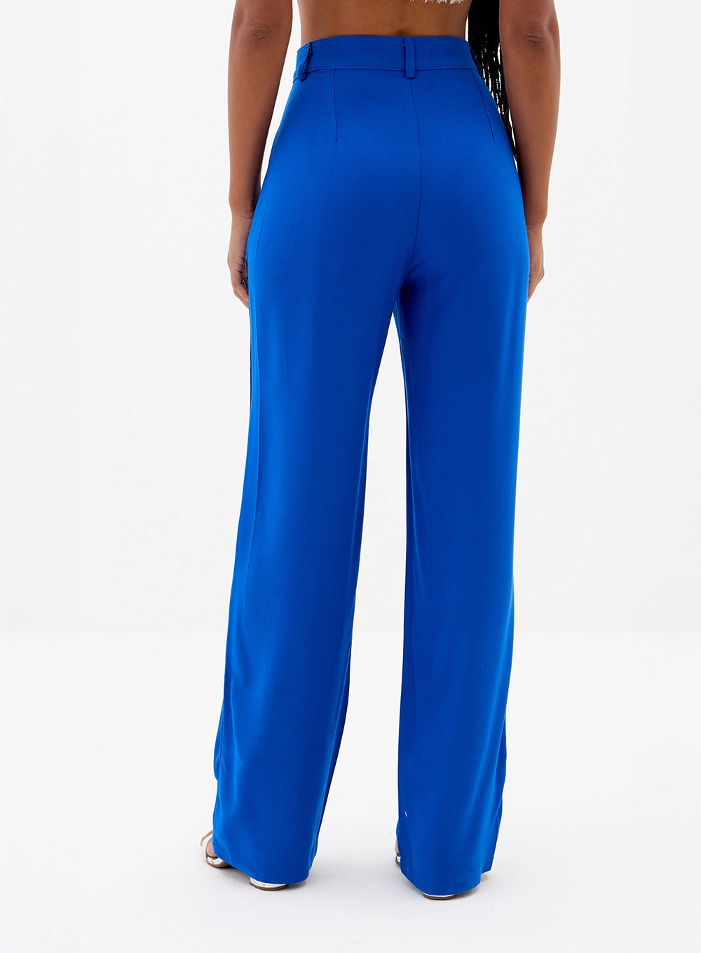 Calça Reta Lisa Alfaiataria Azul 2