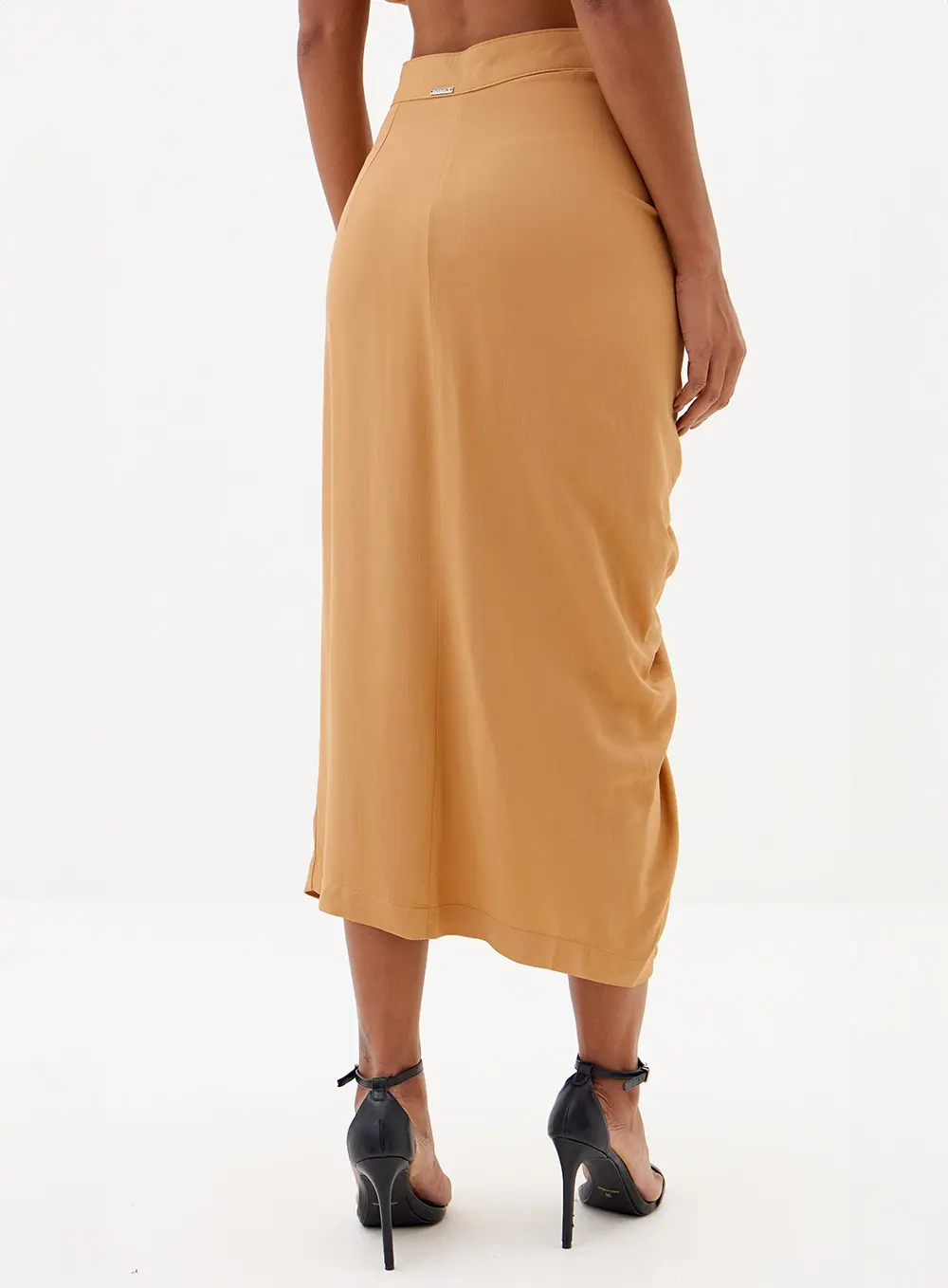 Saia Midi Com Pregas Bege 4
