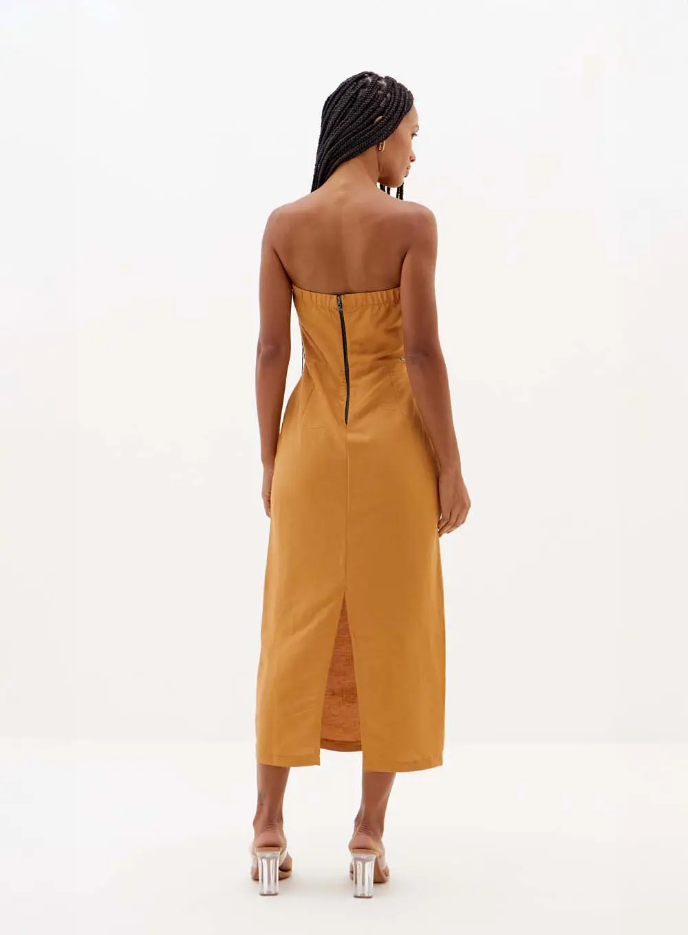 Vestido Linho Com Aplicação Bege 2