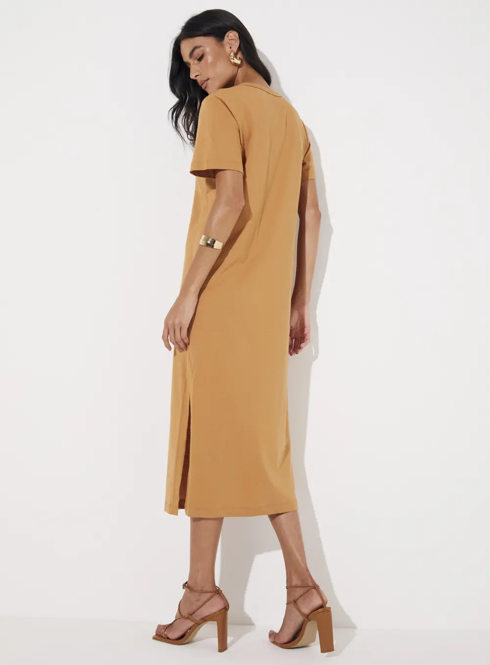 Vestido Midi Reto Essential Bege 2