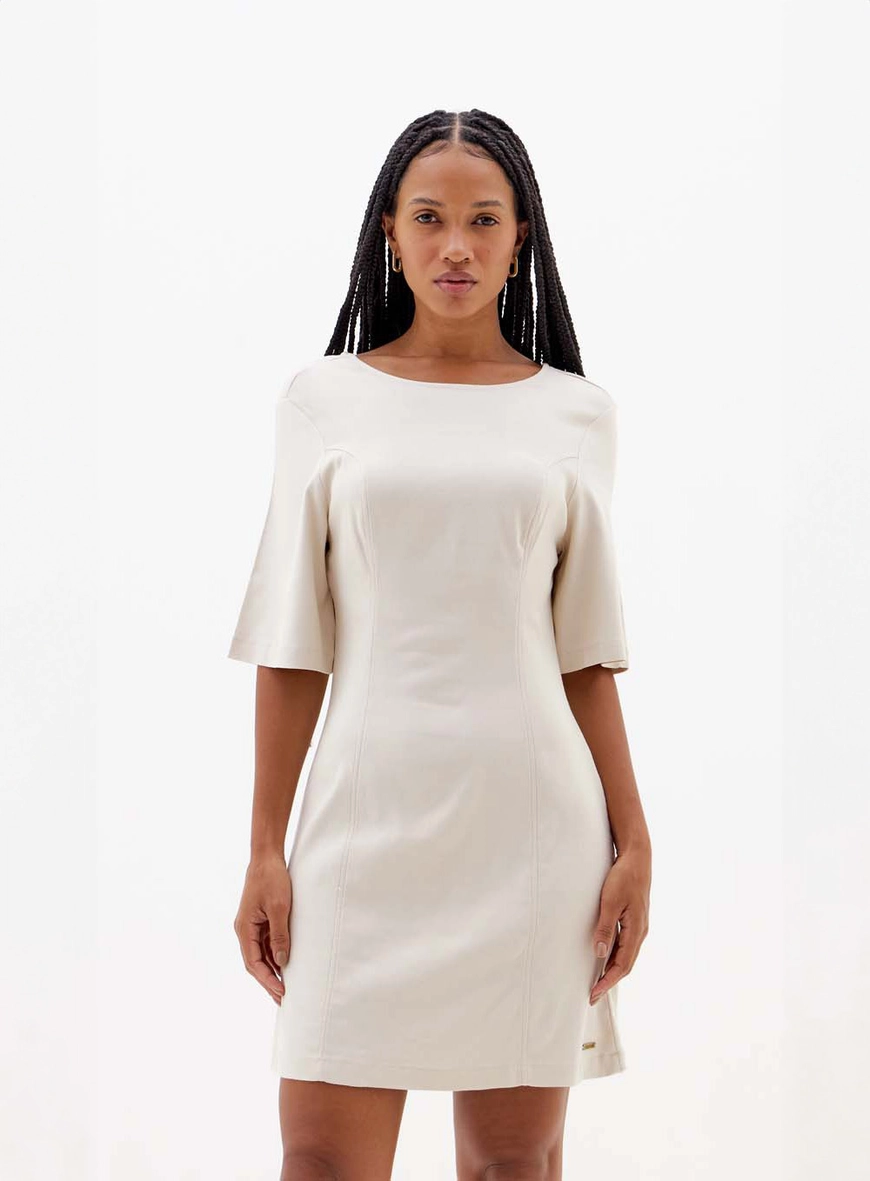 Vestido Slim Decote Nas Costas Bege 3