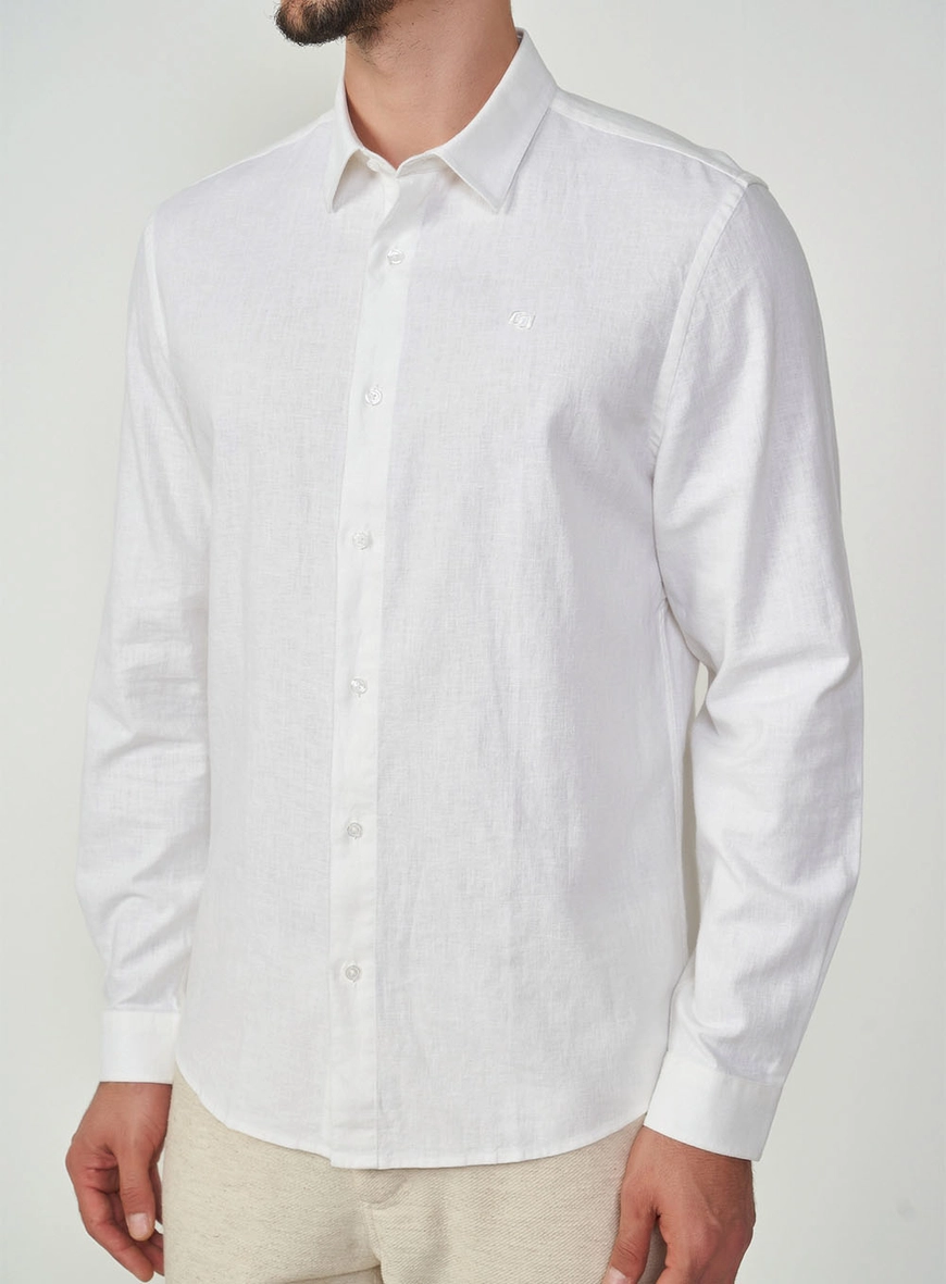 Camisa Manga Longa Com Linho Relax
