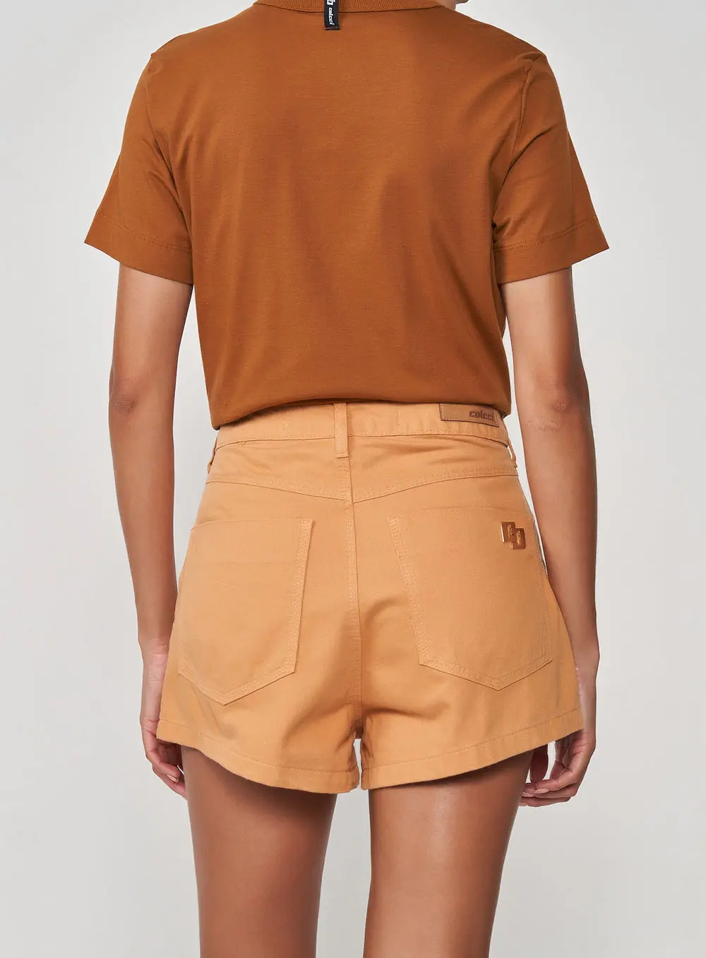 Camiseta Comfy Logomania Gola Com Ribana Marrom