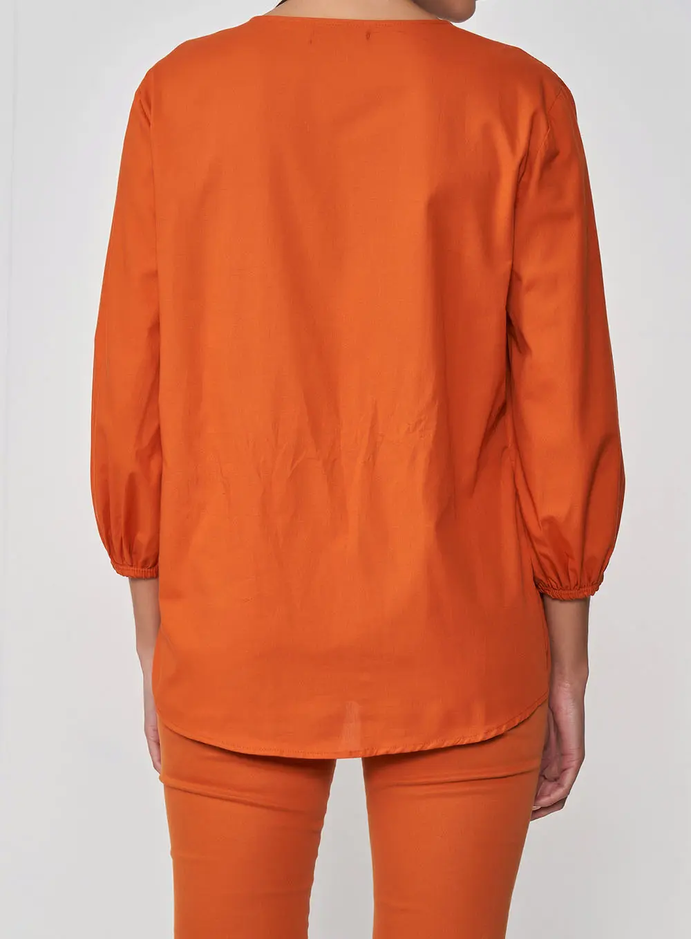 Blusa Envelope Assimétrica Monica Russet 7/8 Laranja