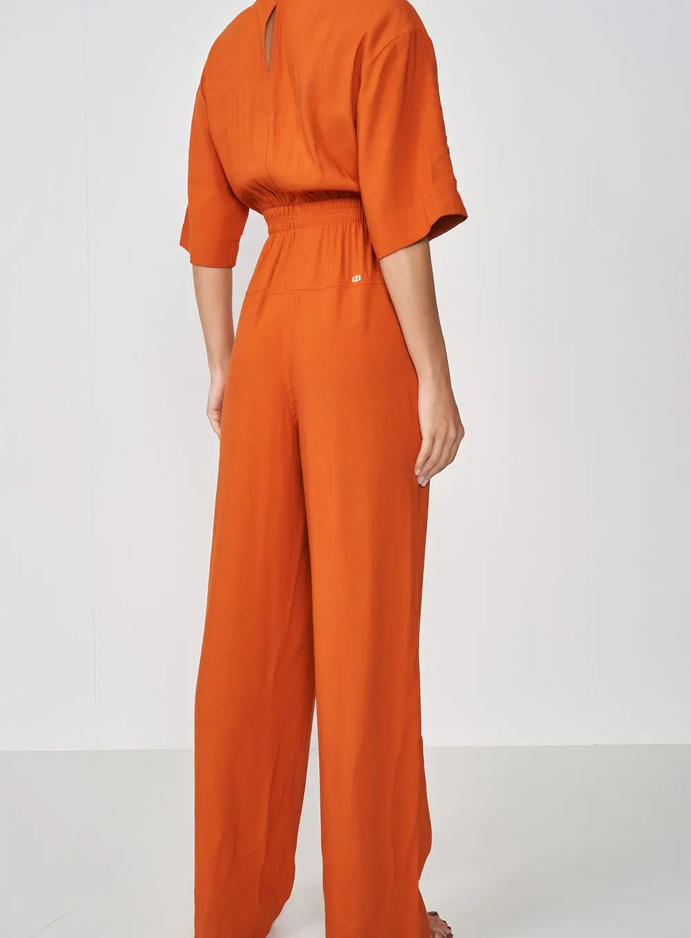 Macacão Comfy Com Linho Maiara Russet Laranja