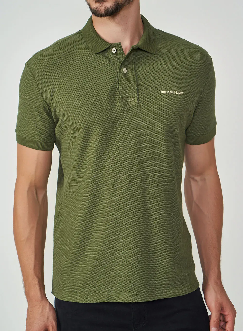 Camisa Gola Polo Piquet Binado Verde Livas
