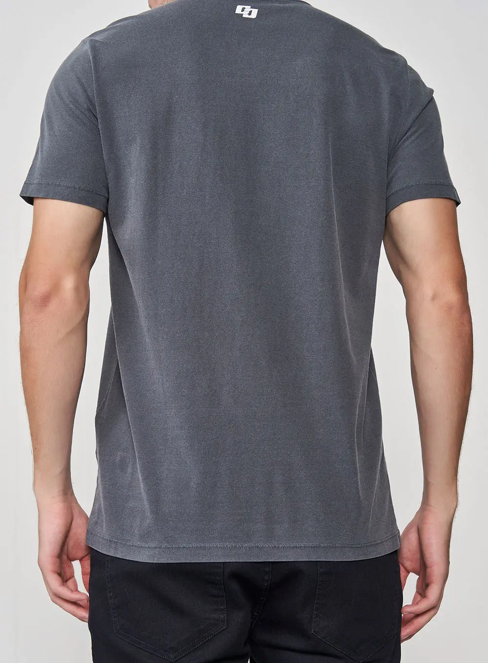 Camiseta Slim Delicate Estampada Gola Com Ribana CINZA