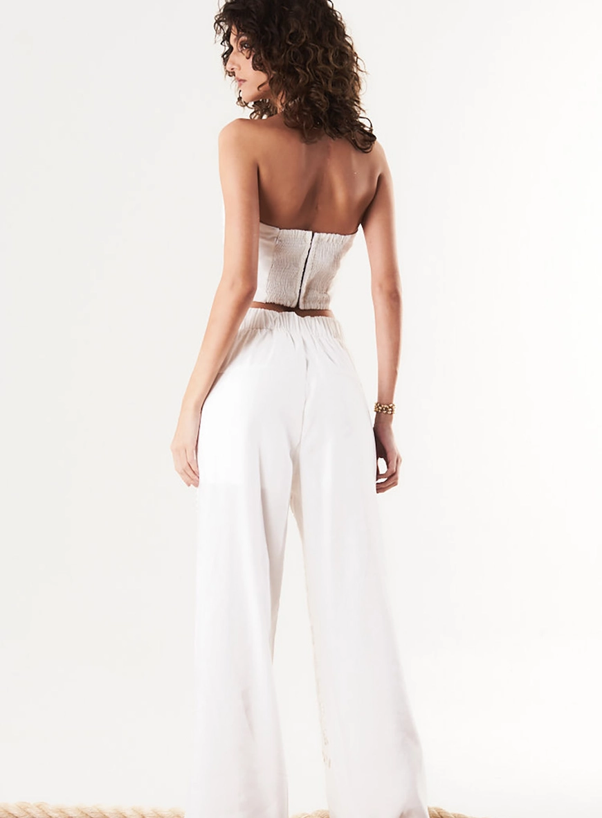 Calça Reta Comfy Com Renda E Linho Off Shell 4