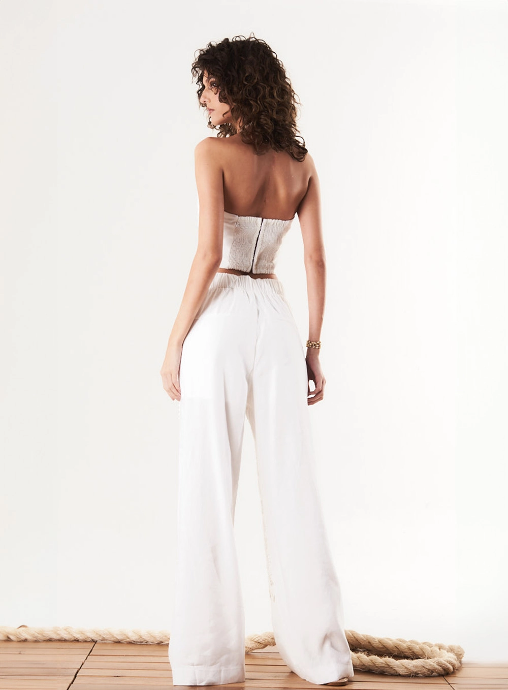 Calça Reta Comfy Com Renda E Linho Off Shell 2