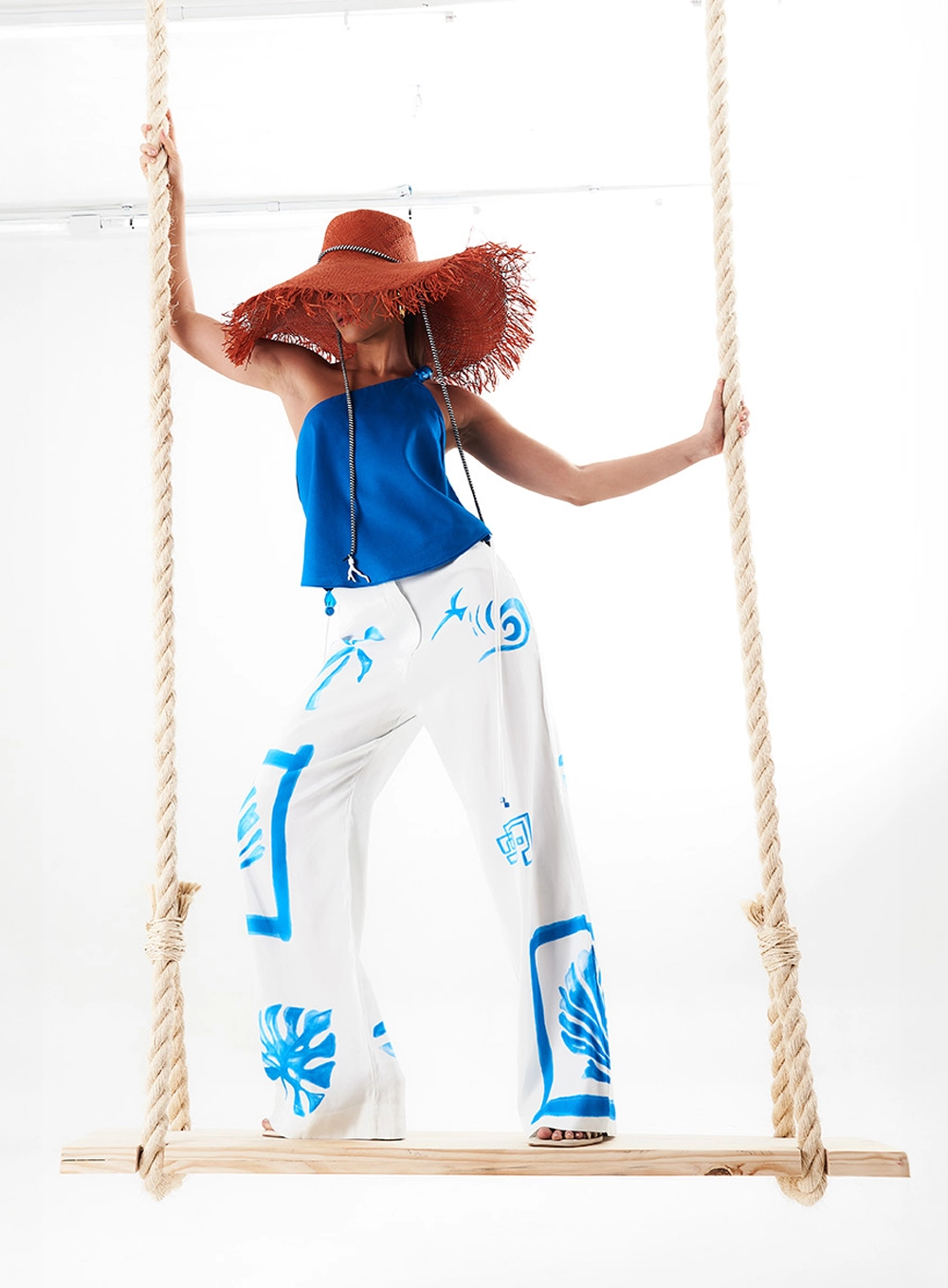 Calça Pantalona Beach Com Linho Estampados 1