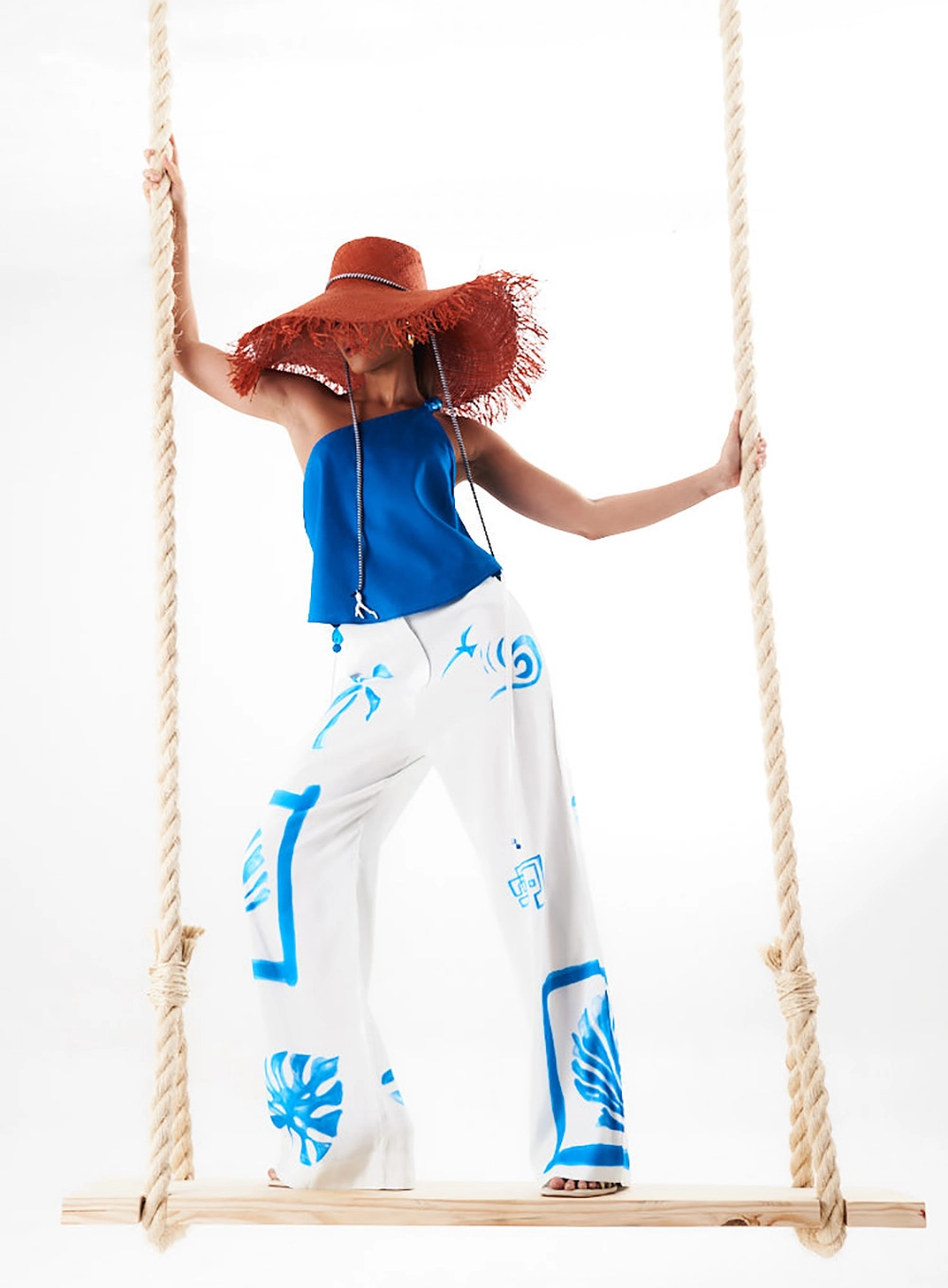 Calça Pantalona Beach Com Linho Estampados 2