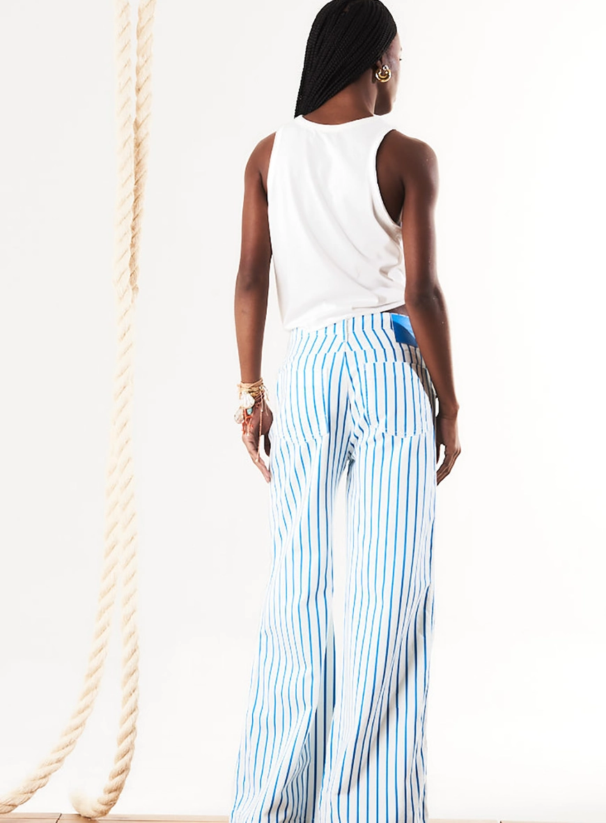 Calça Pantalona Daphne Sarja Listrada Estampados 4