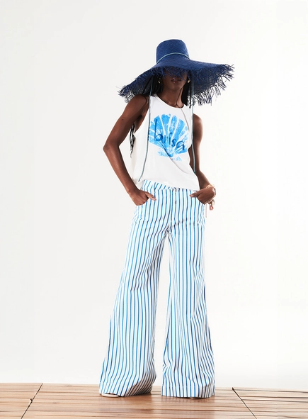 Calça Pantalona Daphne Sarja Listrada