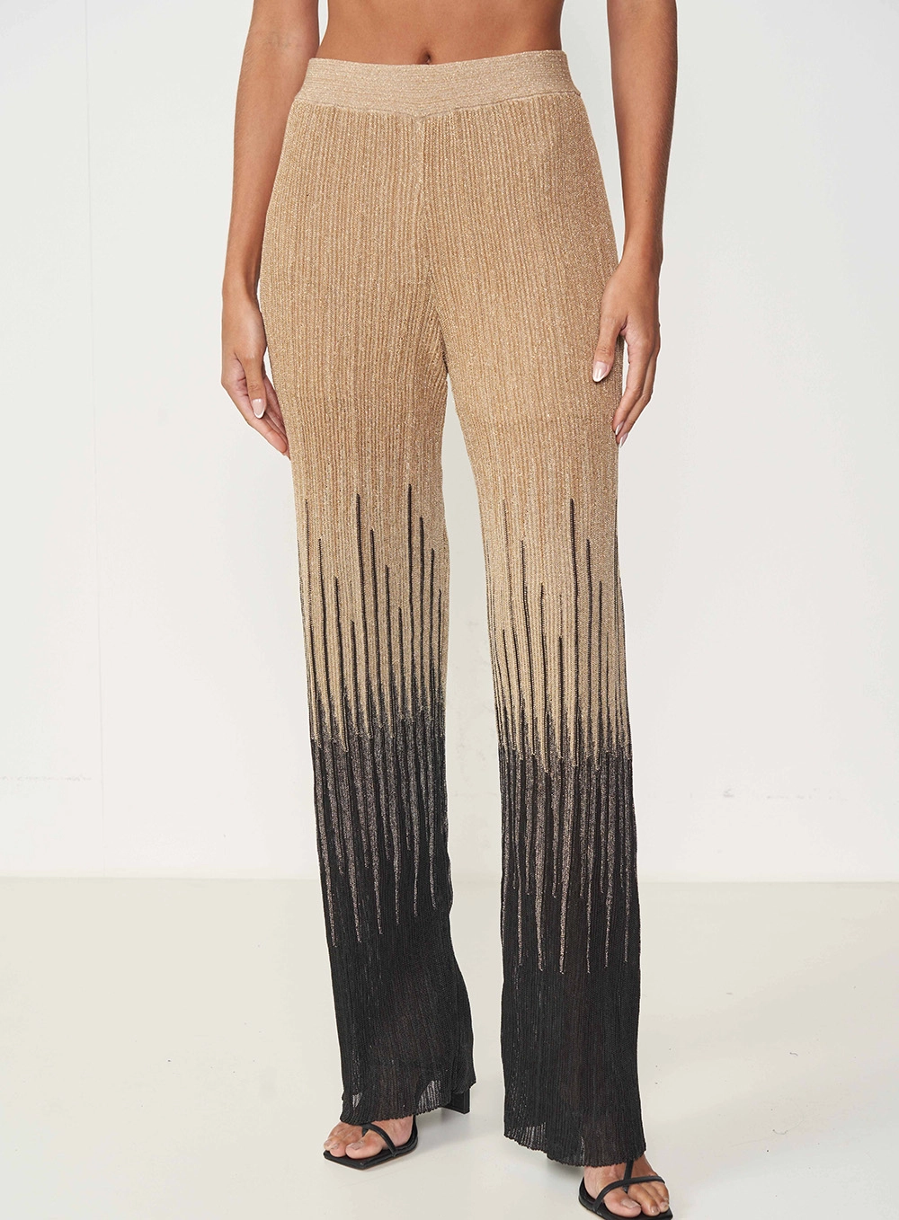 Calça Tricot Bege / Preto 1