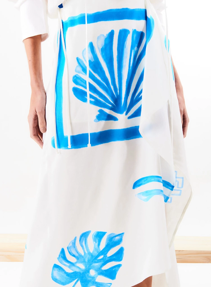 Saia Midi Beach Com Linho Estampados 3