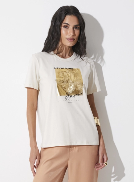 Camiseta Estampada E Bordada
