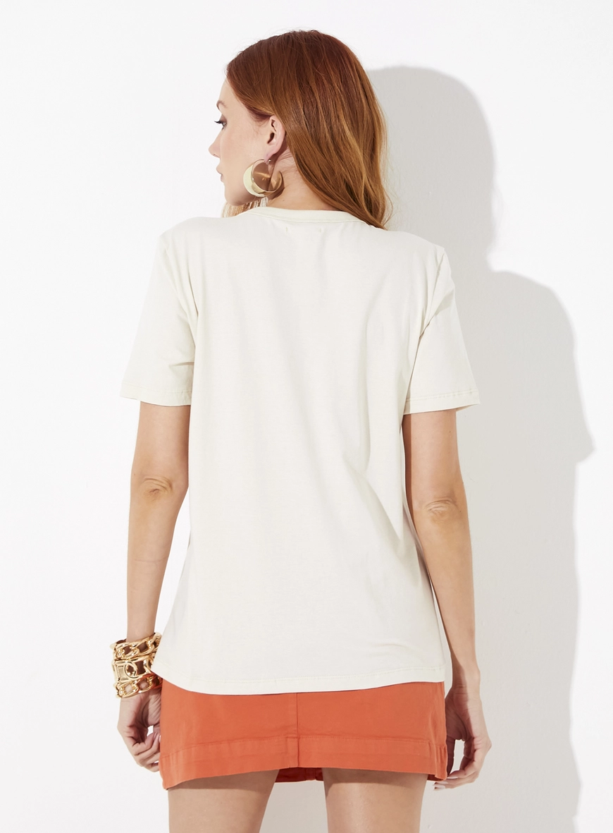 Camiseta Reta Bonjour Bege 2